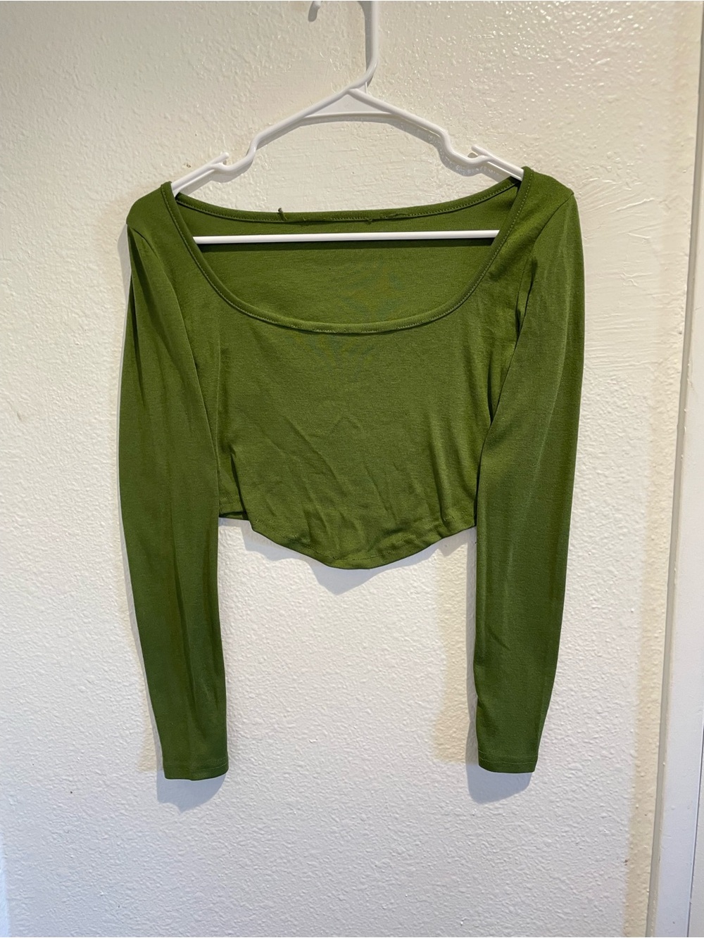 ✨ Wild Fable Olive Green Corset Hem Long Sleeve Crop Top S 💚